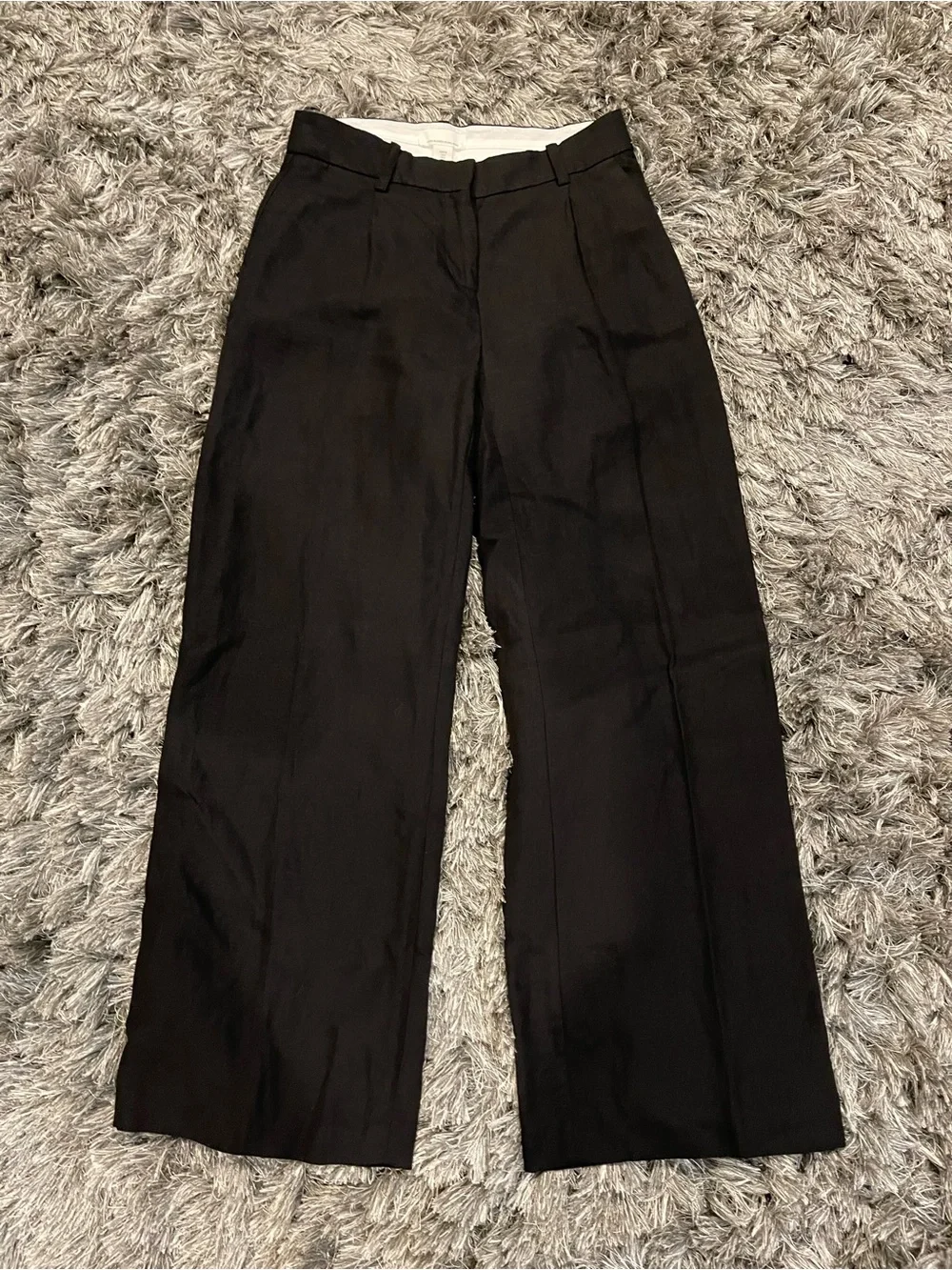 H&M Black Wide-Leg Linen Pants Size 2